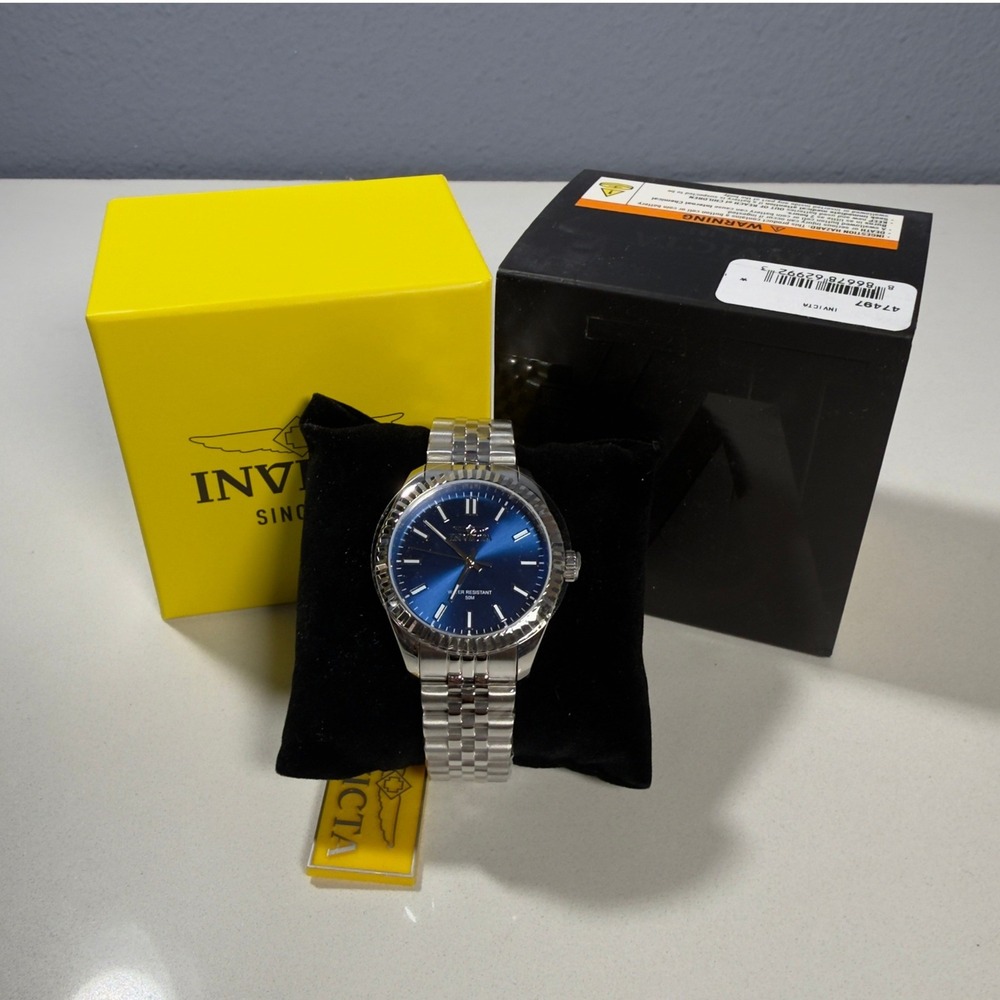Invicta Specialty Watch Womens Blue New Stainless Steel Fluted Bezel 47497